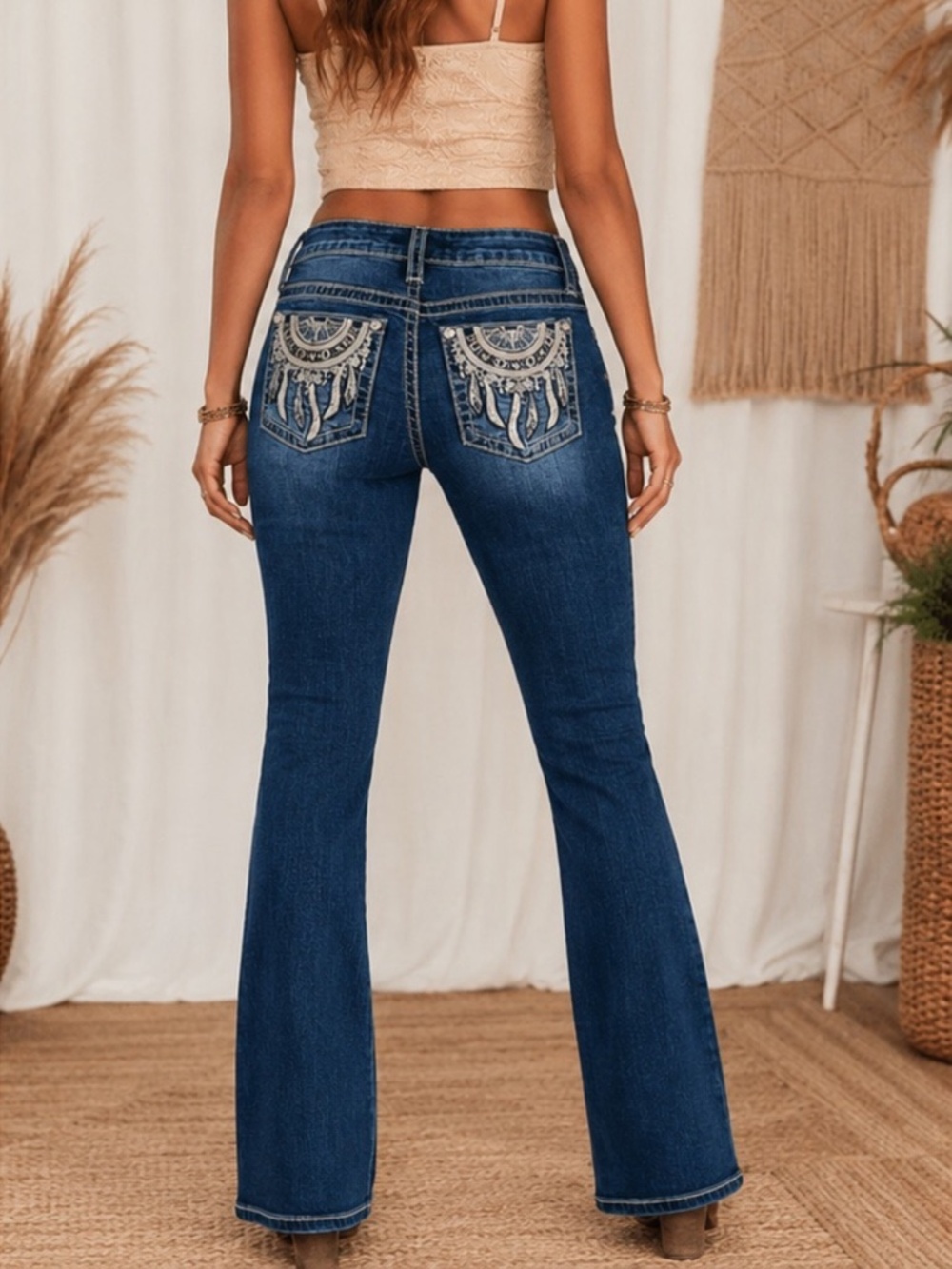 NWT MISS ME DREAMCATCHER BOOTCUT MID RISE JEANS, 27 X 34